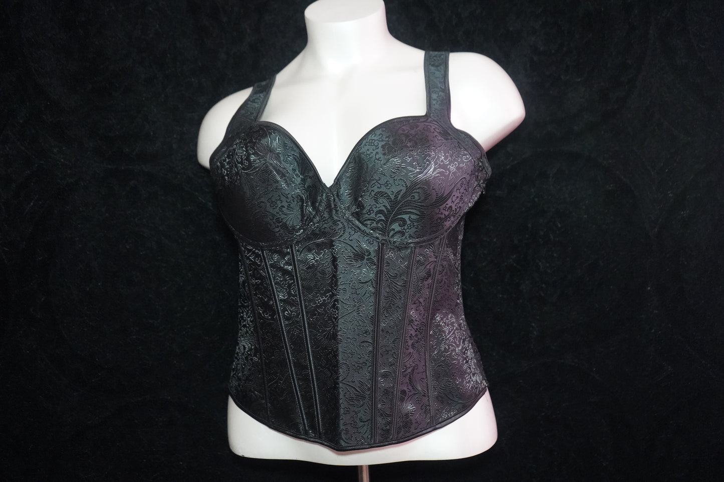 Paisley print corset with straps and thong