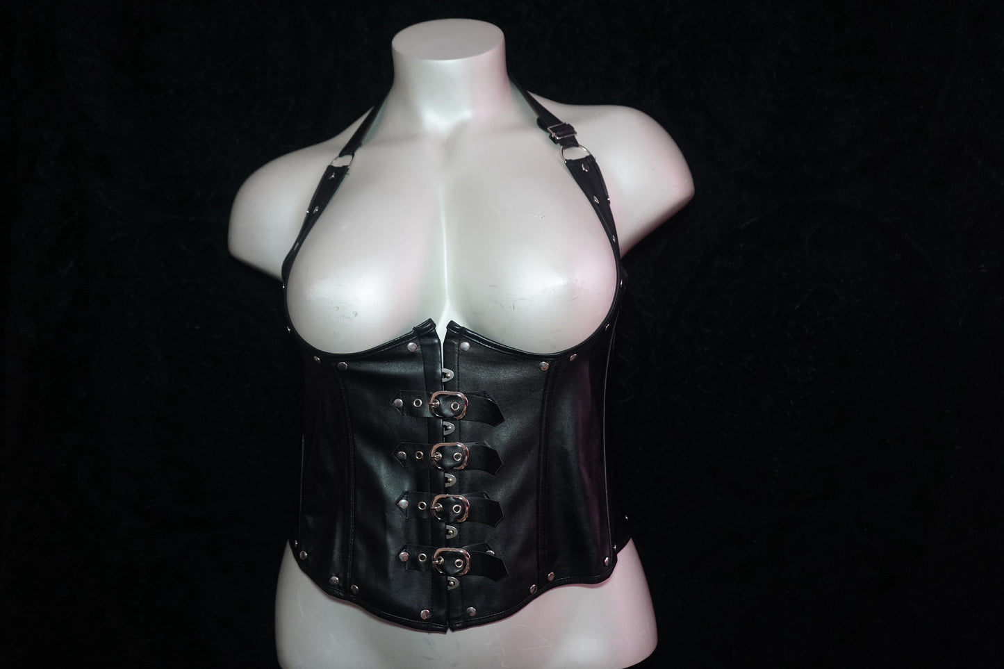 Faux leather corset top & thong