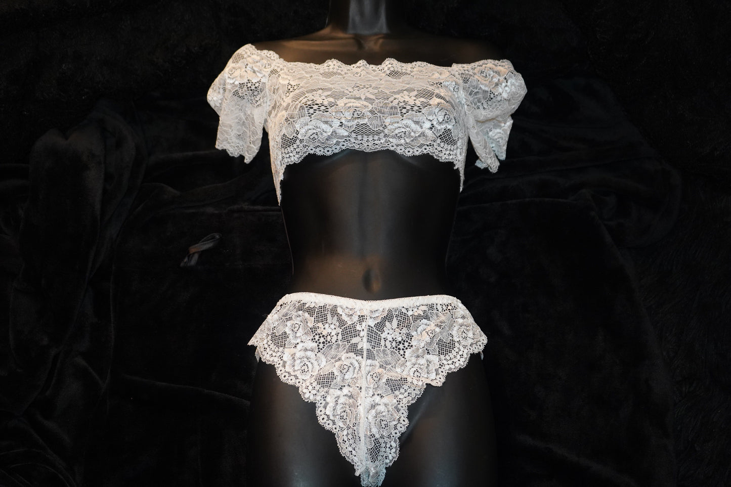 lace crop-top with panties