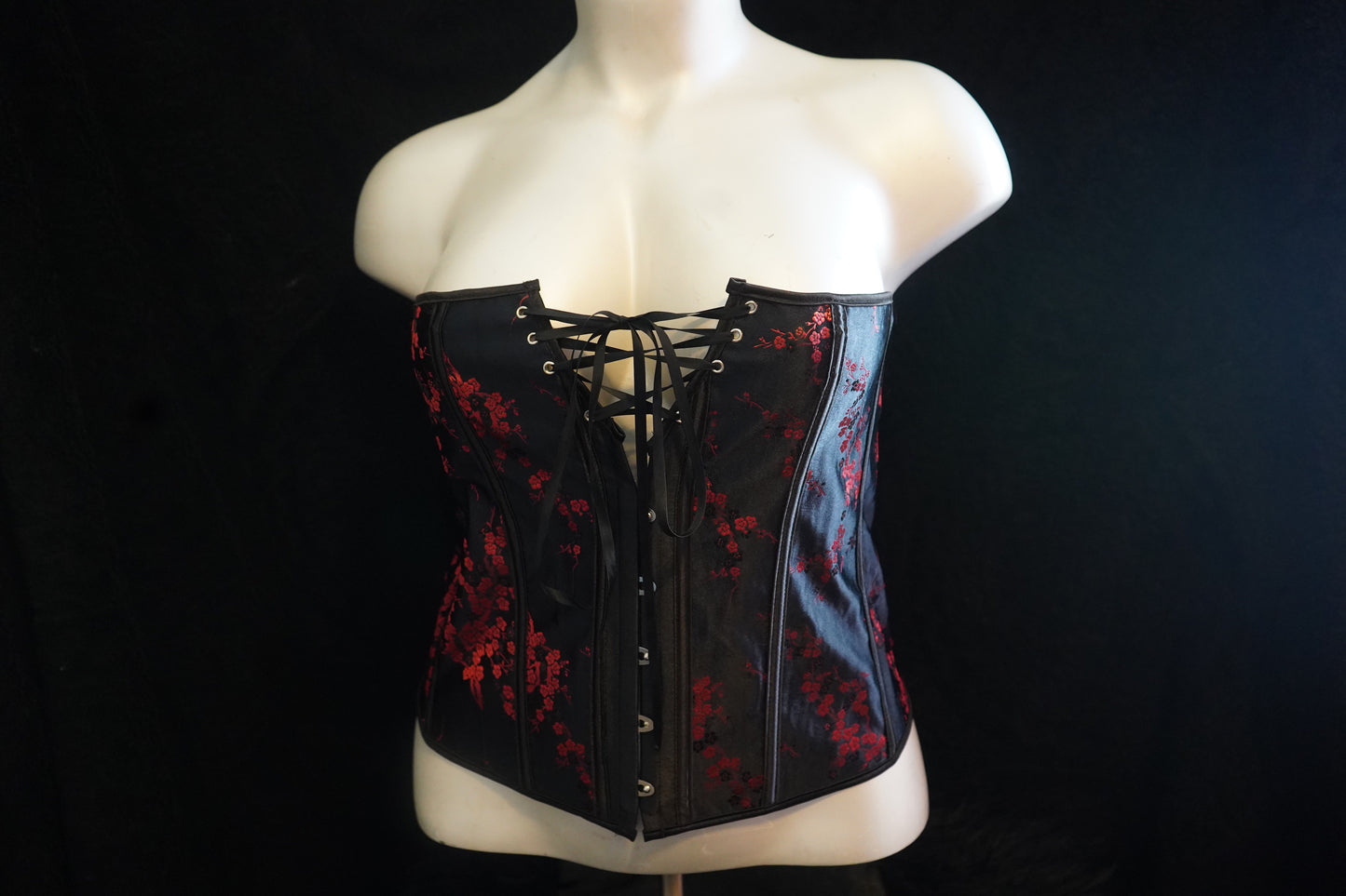 Cherry blossom print corset top strapless with thong