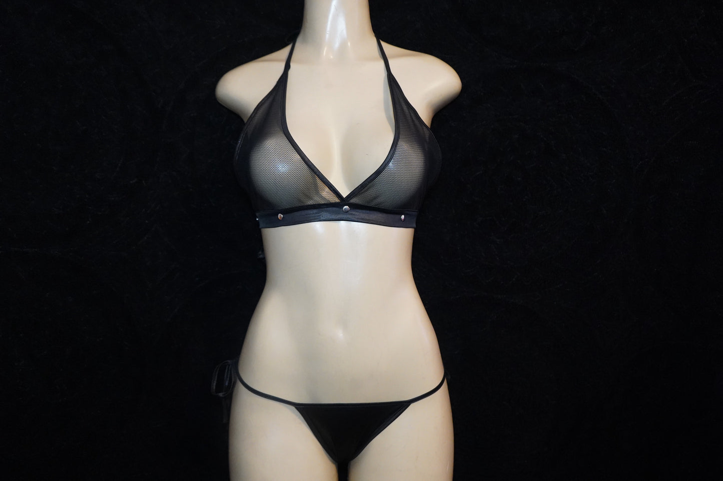 3pc Mesh skirt & bra set with thong