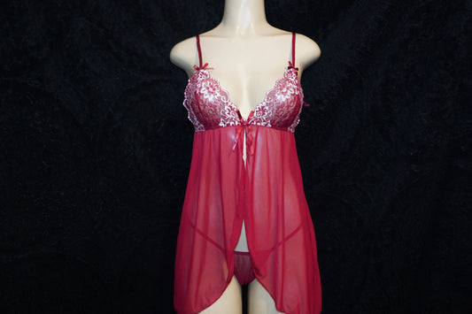 mesh and nylon baby doll with G-string