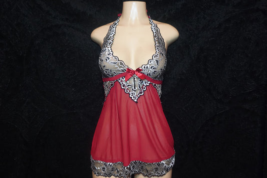 mesh and sheer baby doll with panties