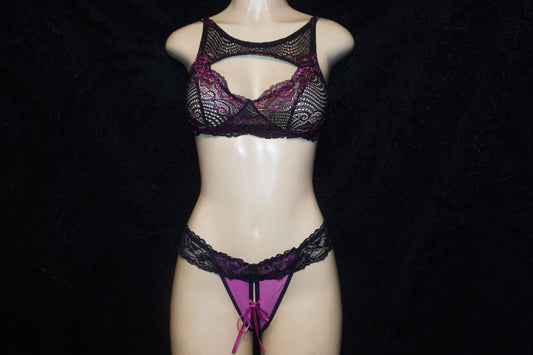 mesh halter with crotchless g-string