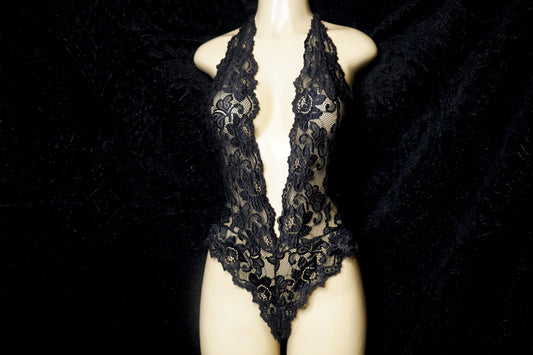 halter lace teddy no snaps