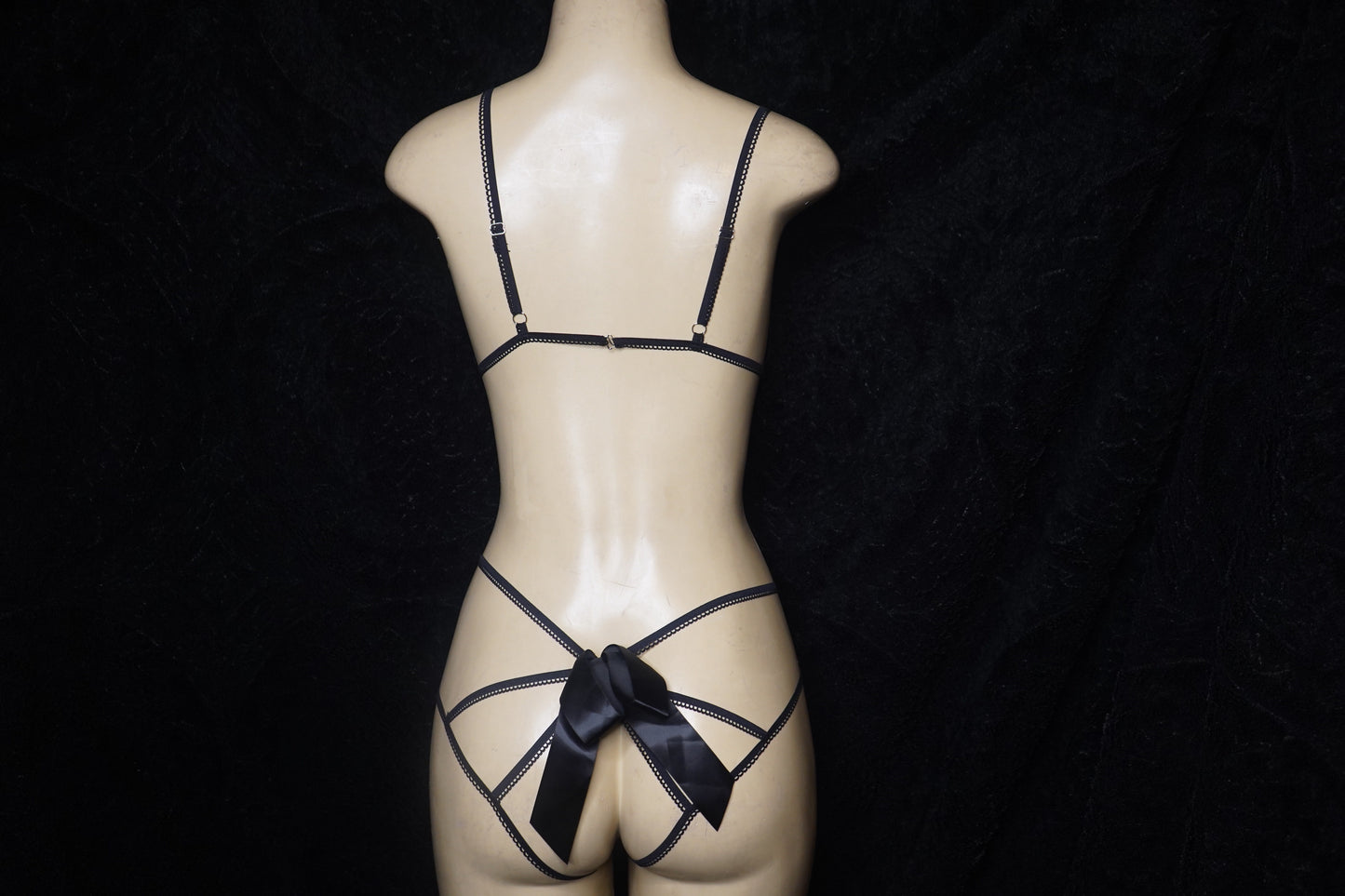 mesh crotchless teddy with bow