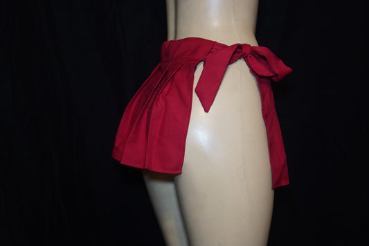 wrap around Red mini pleated skirt