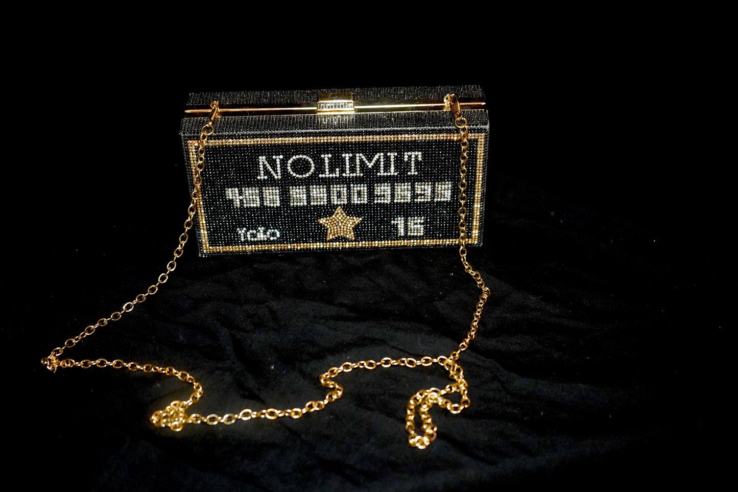 Rhinestone no limit clutch