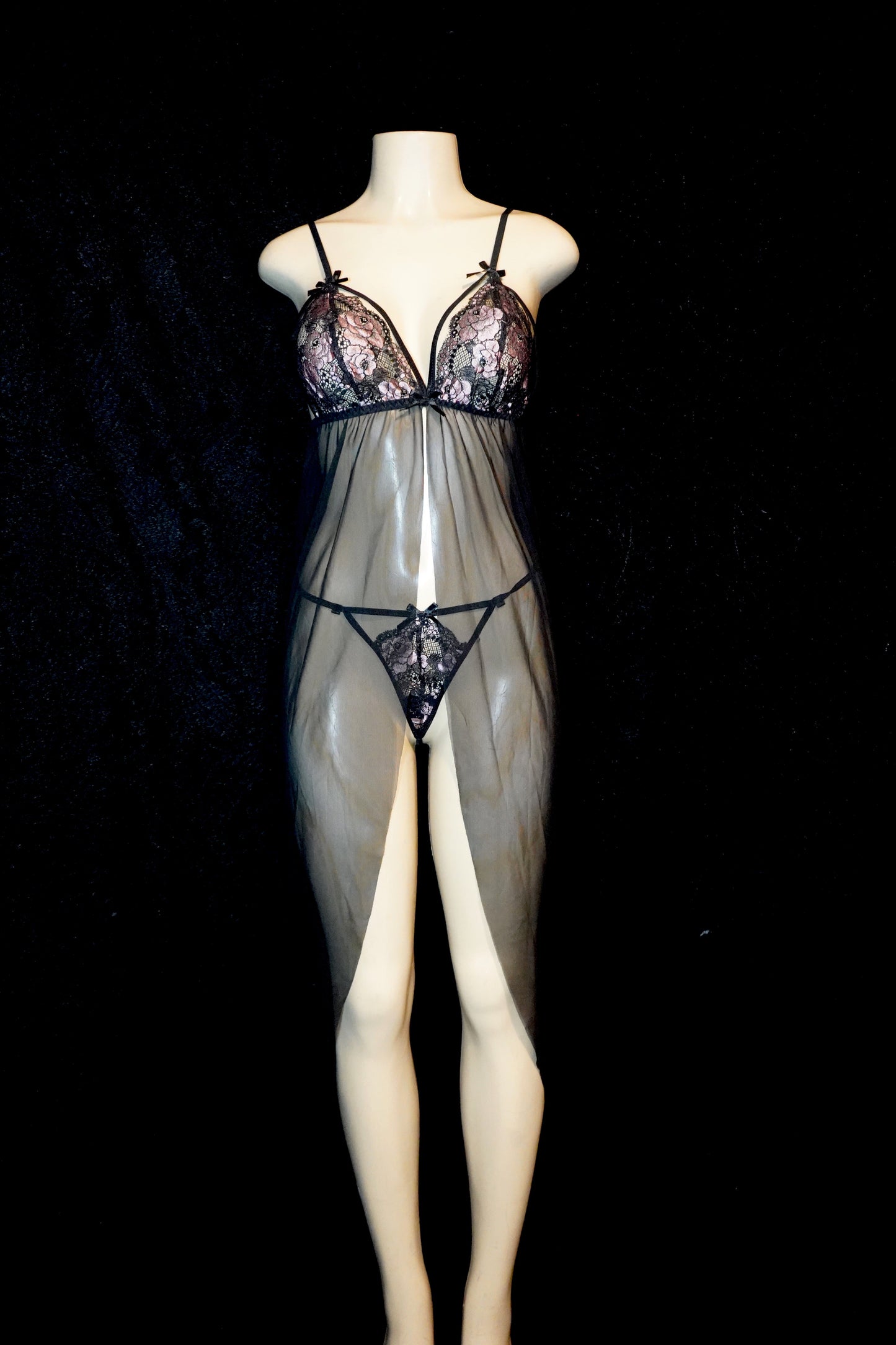 sheer and lace nighty with G-string