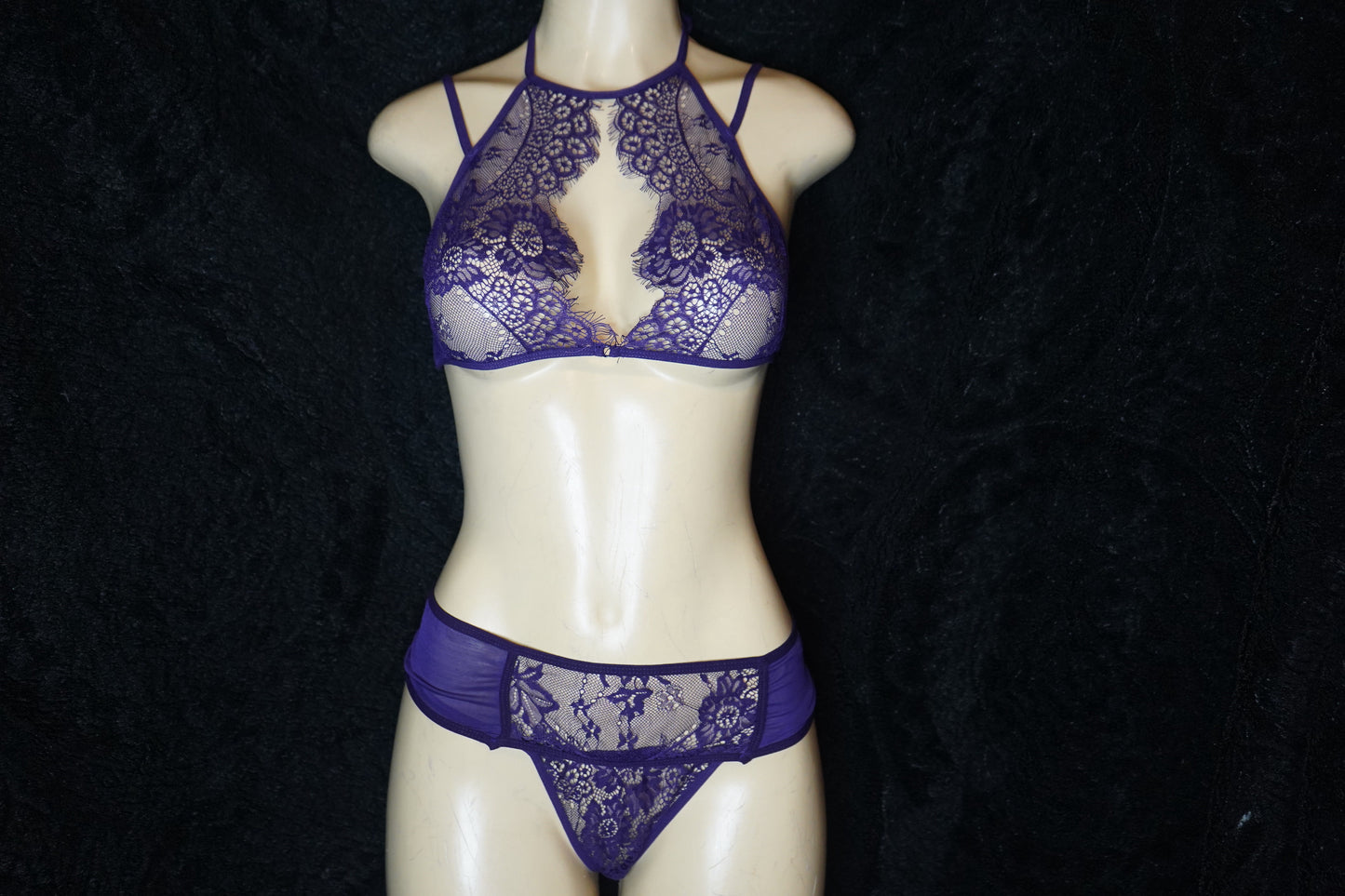 Halter and thong with garter