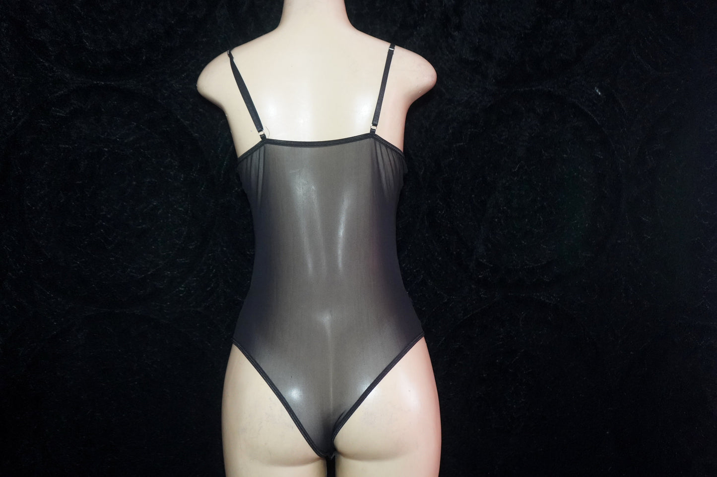 mesh and sheer back teddy