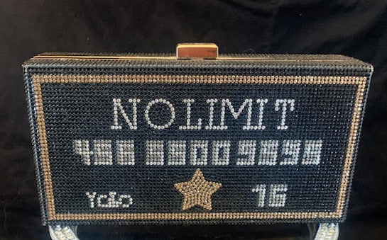 Rhinestone no limit clutch